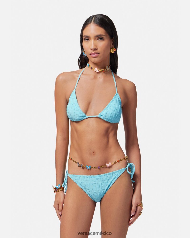 Versace top de bikini tipo toalla azul claro ropa interior y ropa de playa mujer 84626J1119