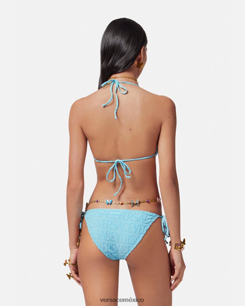 Versace top de bikini tipo toalla azul claro ropa interior y ropa de playa mujer 84626J1119