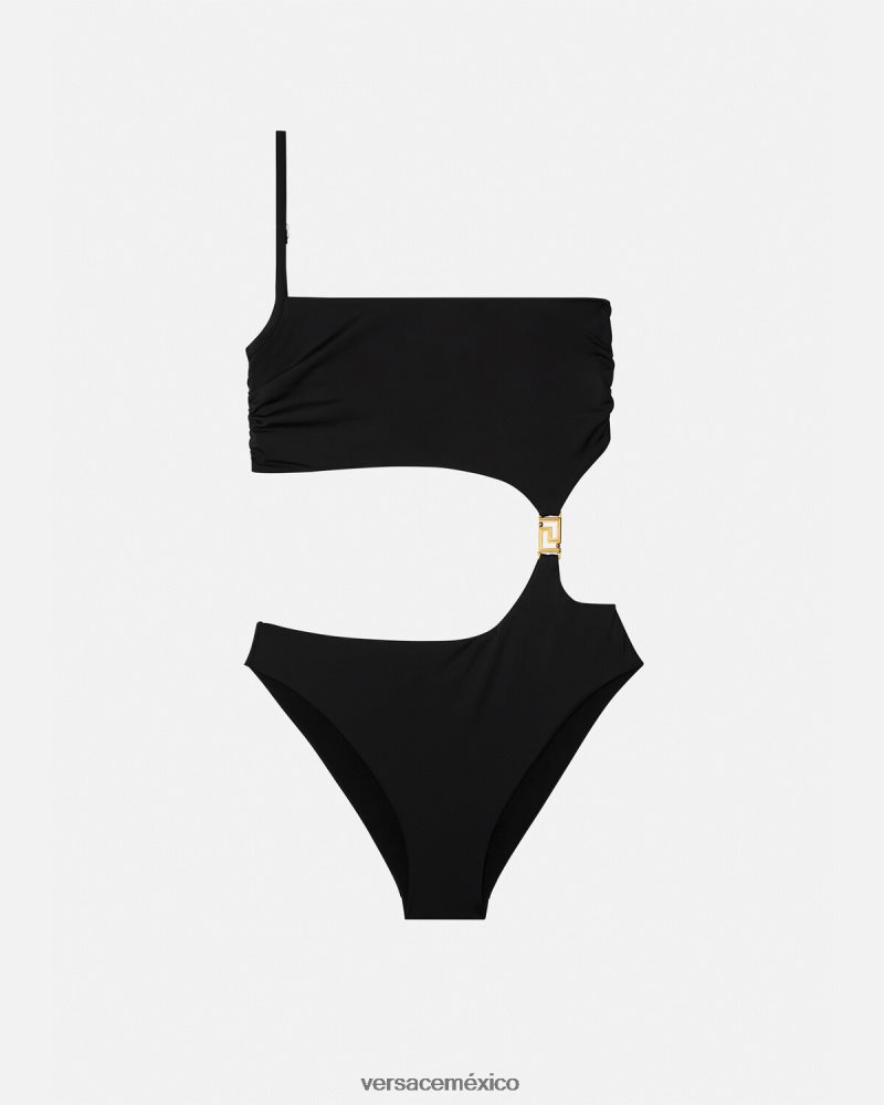 Versace traje de baño con abertura y greca negro ropa interior y ropa de playa mujer 84626J1181