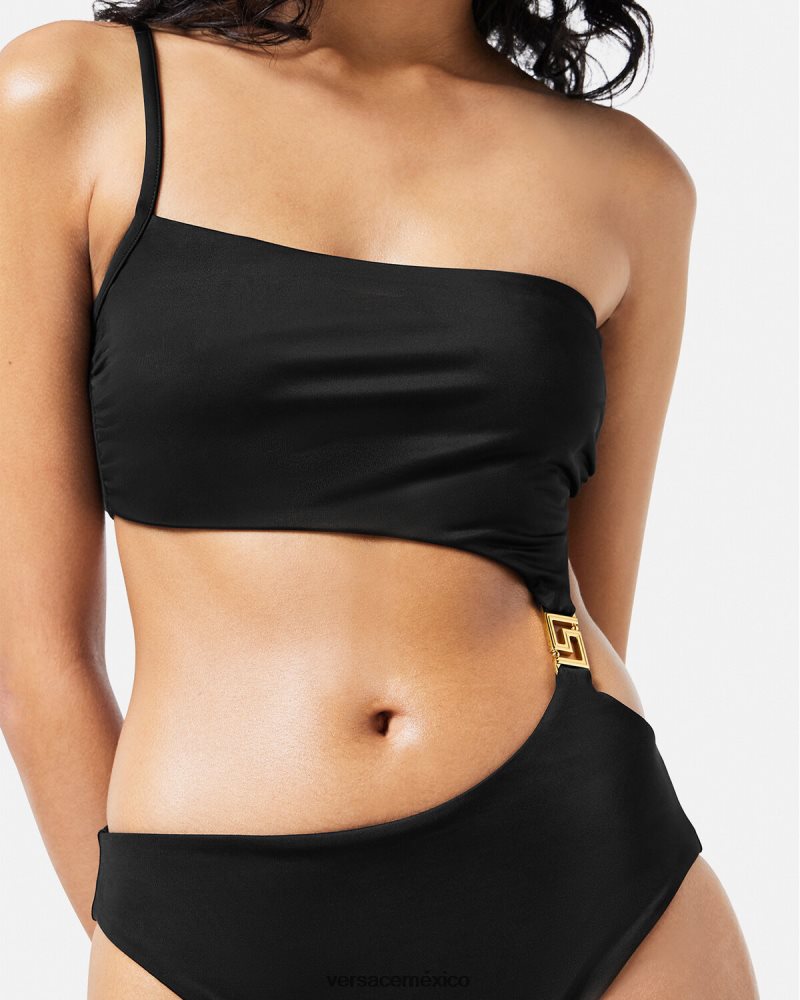 Versace traje de baño con abertura y greca negro ropa interior y ropa de playa mujer 84626J1181