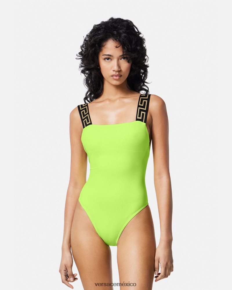 Versace traje de baño de una pieza con borde de greca cal ropa interior y ropa de playa mujer 84626J1179