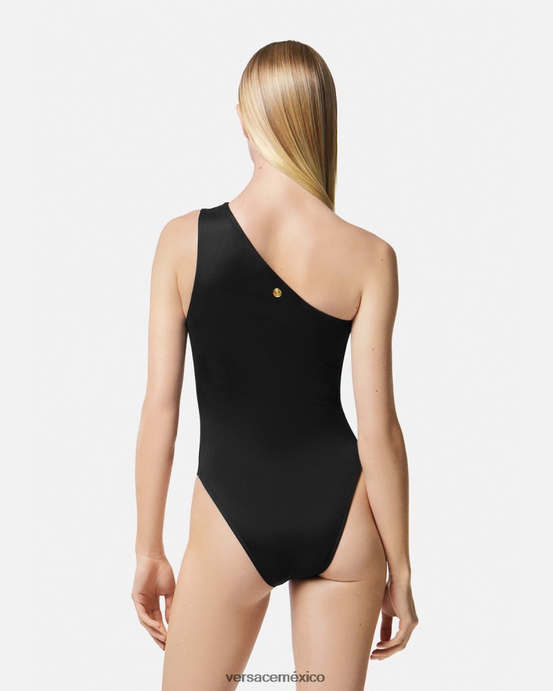 Versace traje de baño de una pieza con cortes negro ropa interior y ropa de playa mujer 84626J1184