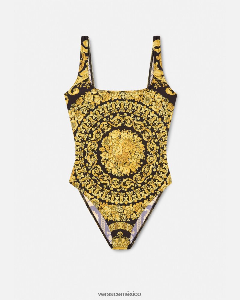 Versace traje de baño de una pieza con estampado barroco imprimir ropa interior y ropa de playa mujer 84626J1143