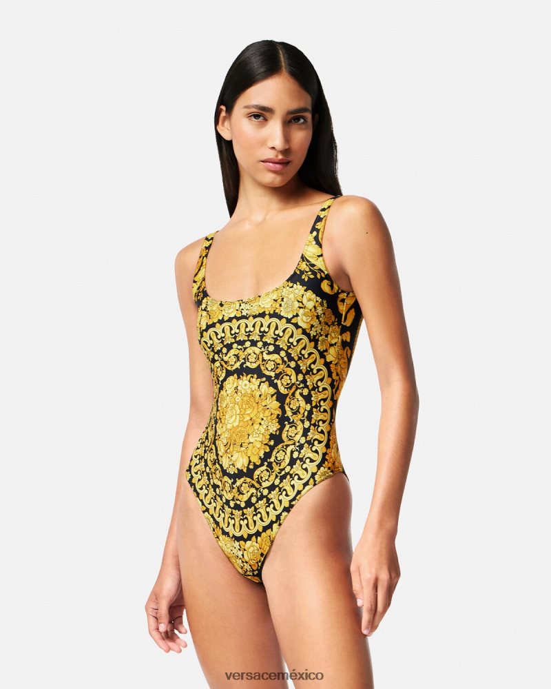 Versace traje de baño de una pieza con estampado barroco imprimir ropa interior y ropa de playa mujer 84626J1143