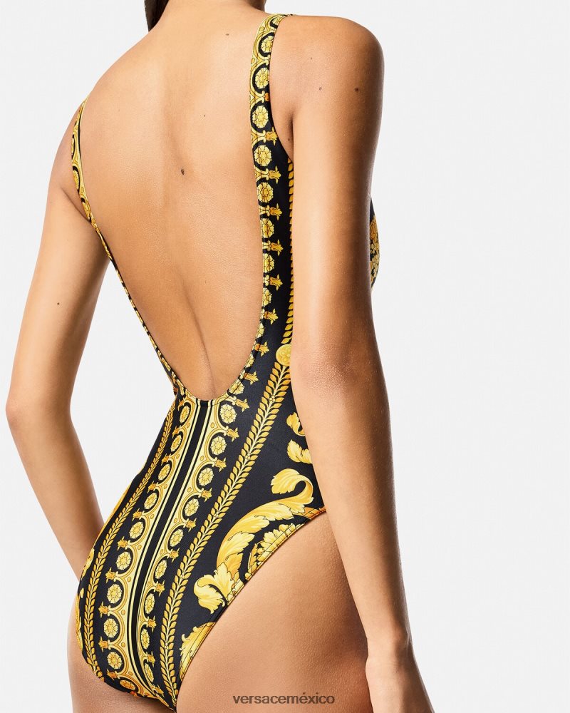 Versace traje de baño de una pieza con estampado barroco imprimir ropa interior y ropa de playa mujer 84626J1143
