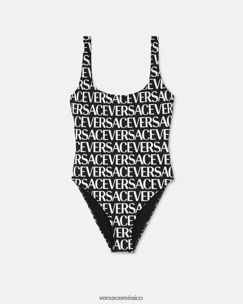 Versace traje de baño de una pieza con logo negro y estampado ropa interior y ropa de playa mujer 84626J1137