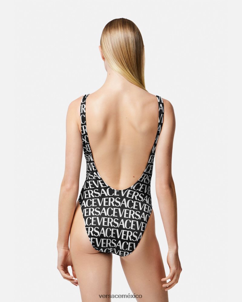 Versace traje de baño de una pieza con logo negro y estampado ropa interior y ropa de playa mujer 84626J1137