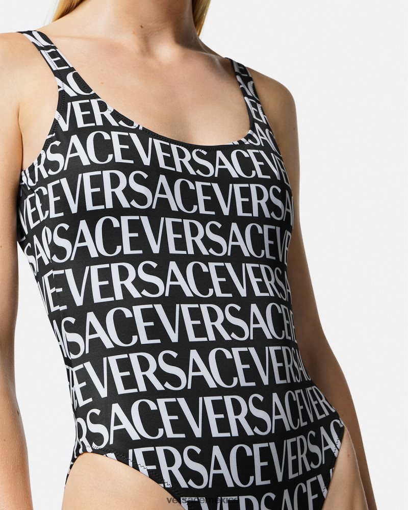 Versace traje de baño de una pieza con logo negro y estampado ropa interior y ropa de playa mujer 84626J1137