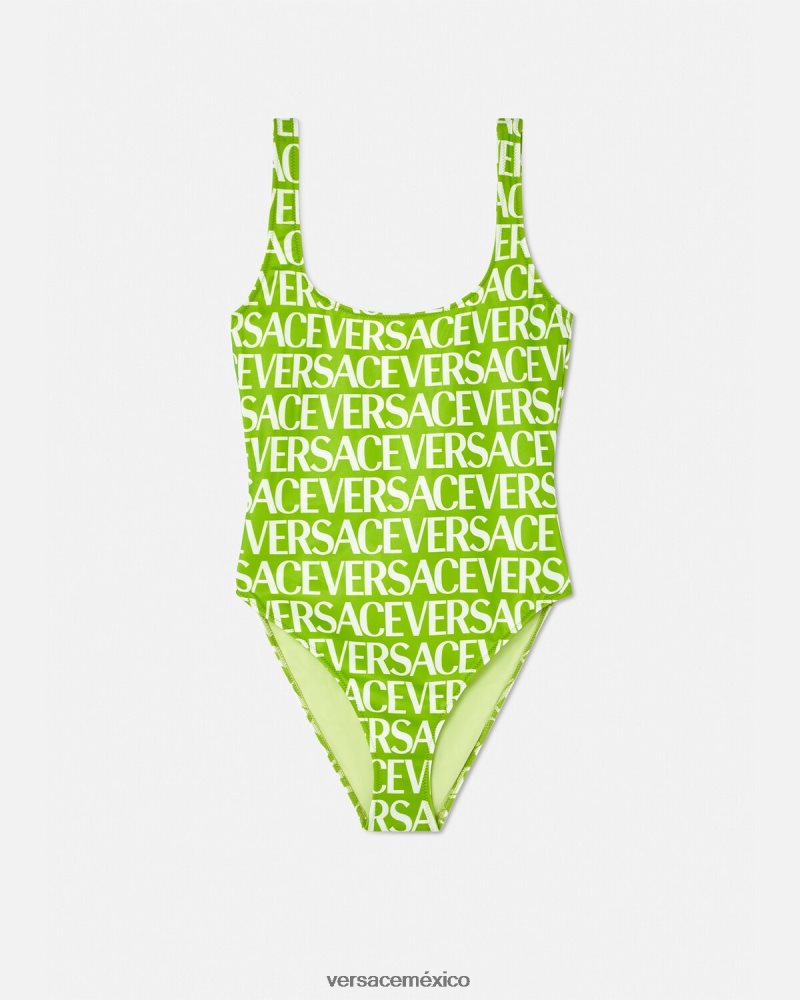 Versace traje de baño de una pieza con logo verde y estampado ropa interior y ropa de playa mujer 84626J1171