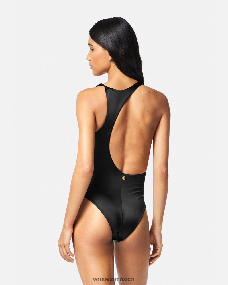 Versace traje de baño de una pieza con medusa enrollada negro ropa interior y ropa de playa mujer 84626J1162