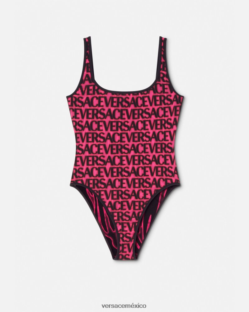 Versace traje de baño reversible fucsia y estampado ropa interior y ropa de playa mujer 84626J1170