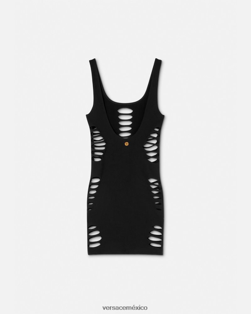 Versace vestido corto con cortes negro ropa interior y ropa de playa mujer 84626J1216
