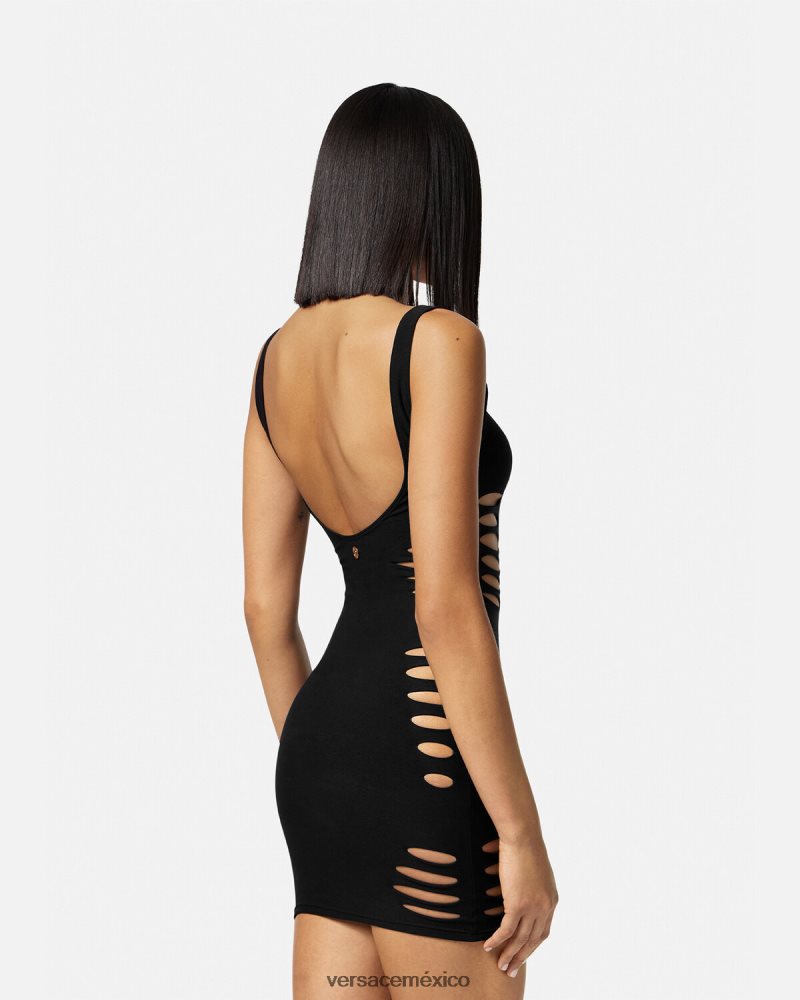 Versace vestido corto con cortes negro ropa interior y ropa de playa mujer 84626J1216