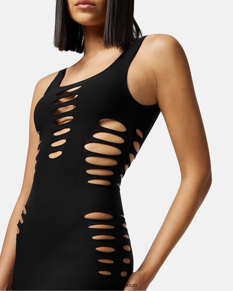 Versace vestido corto con cortes negro ropa interior y ropa de playa mujer 84626J1216