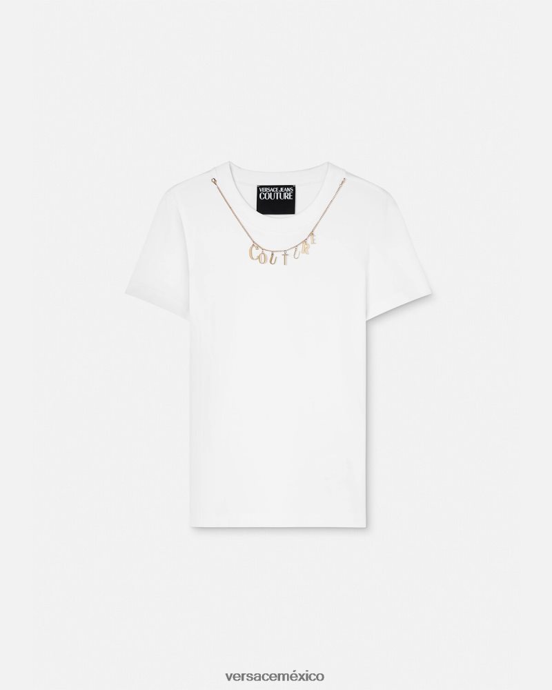 Versace camiseta con dijes blanco ropa mujer 84626J2220