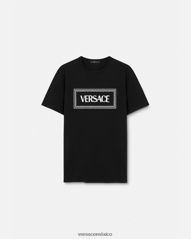 Versace camiseta con logo bordado negro ropa mujer 84626J137