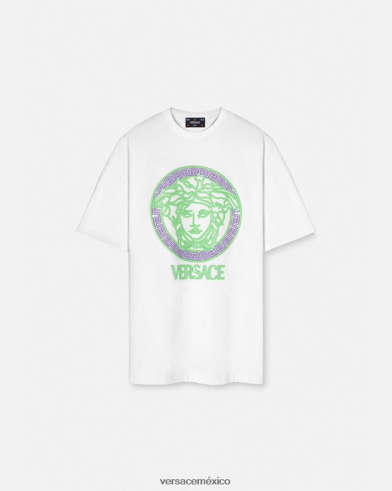 Versace camiseta con logo desgastado de Medusa blanco ropa mujer 84626J135