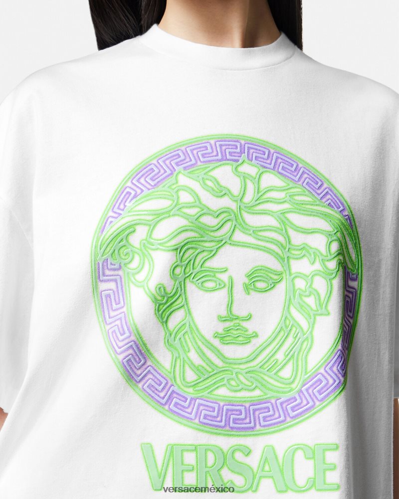 Versace camiseta con logo desgastado de Medusa blanco ropa mujer 84626J135