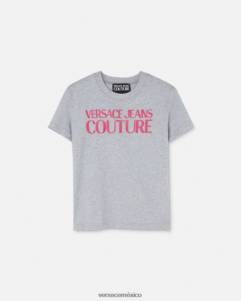 Versace camiseta con logo gris ropa mujer 84626J2171