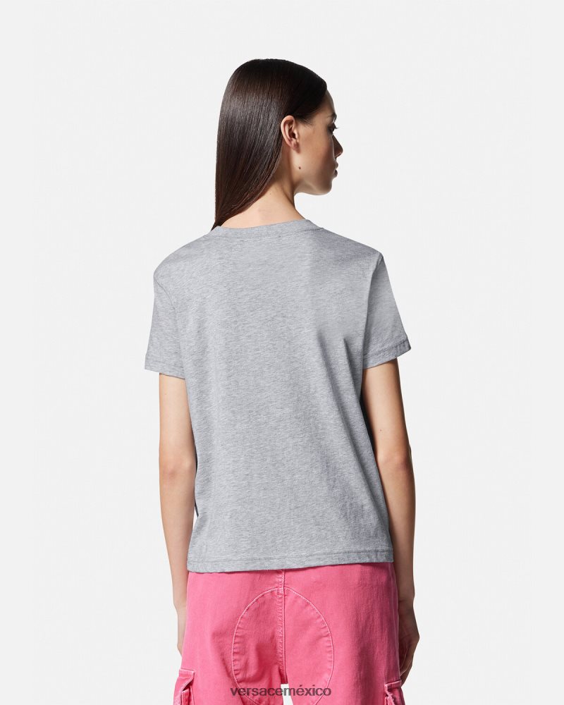 Versace camiseta con logo gris ropa mujer 84626J2171