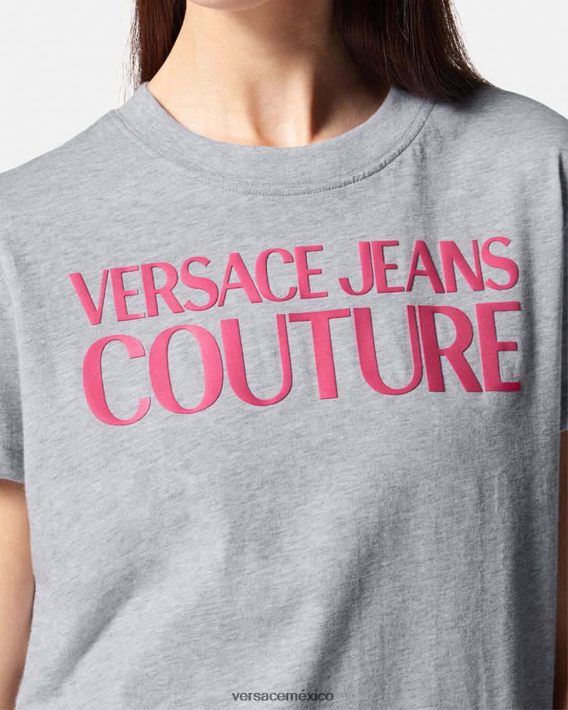 Versace camiseta con logo gris ropa mujer 84626J2171