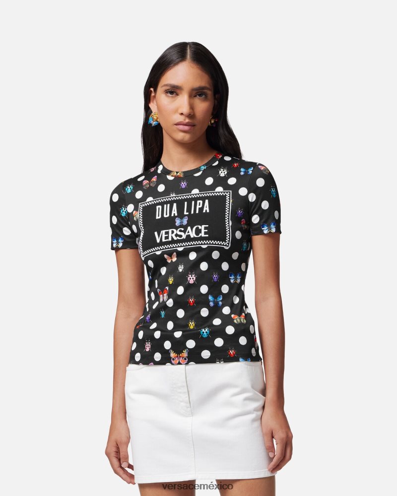 Versace camiseta con mariposas bordadas imprimir ropa mujer 84626J130