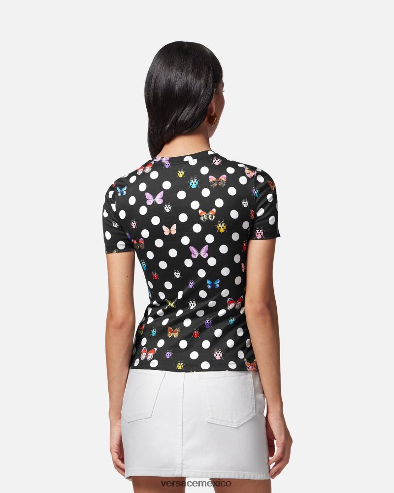 Versace camiseta con mariposas bordadas imprimir ropa mujer 84626J130