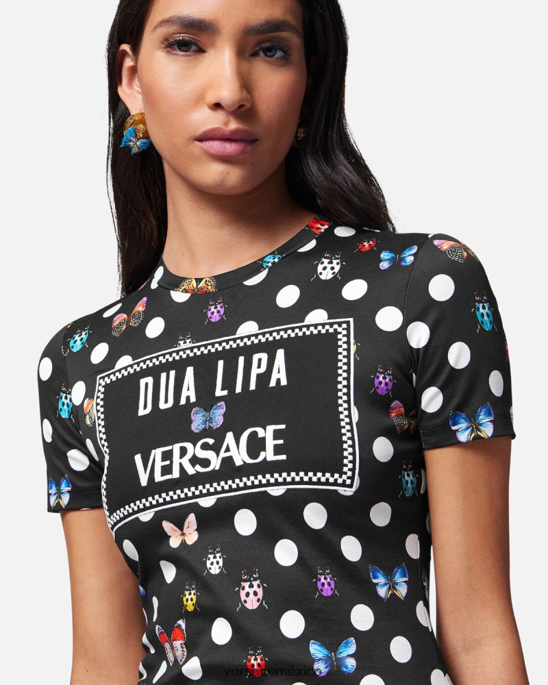 Versace camiseta con mariposas bordadas imprimir ropa mujer 84626J130