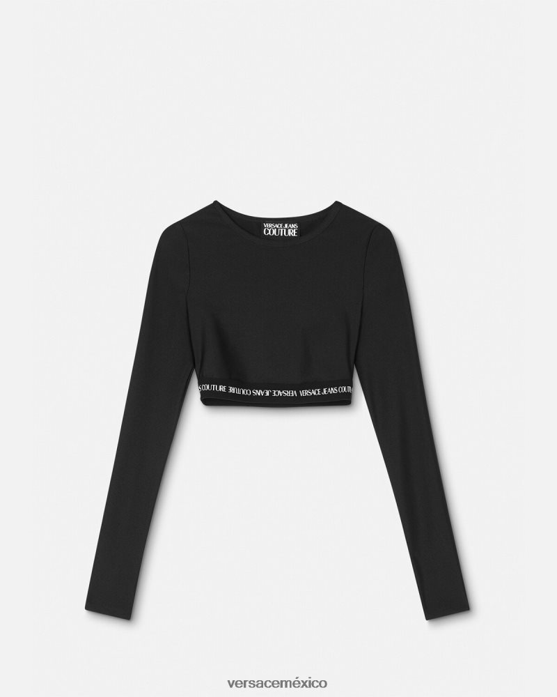 Versace camiseta corta con logo negro ropa mujer 84626J2153