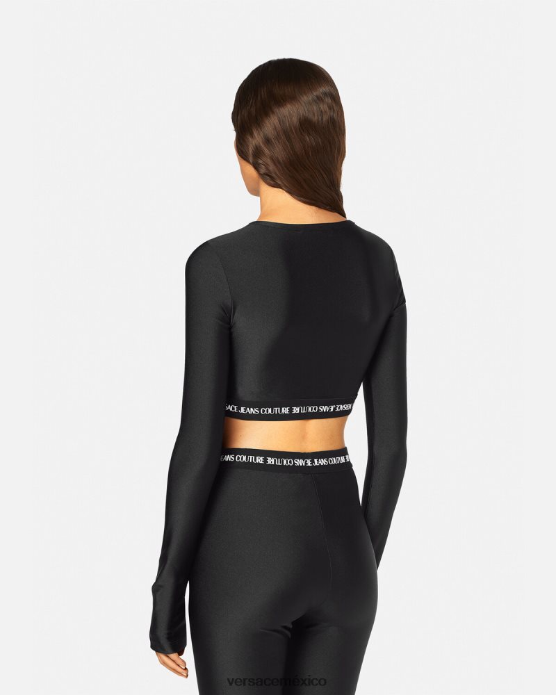 Versace camiseta corta con logo negro ropa mujer 84626J2153