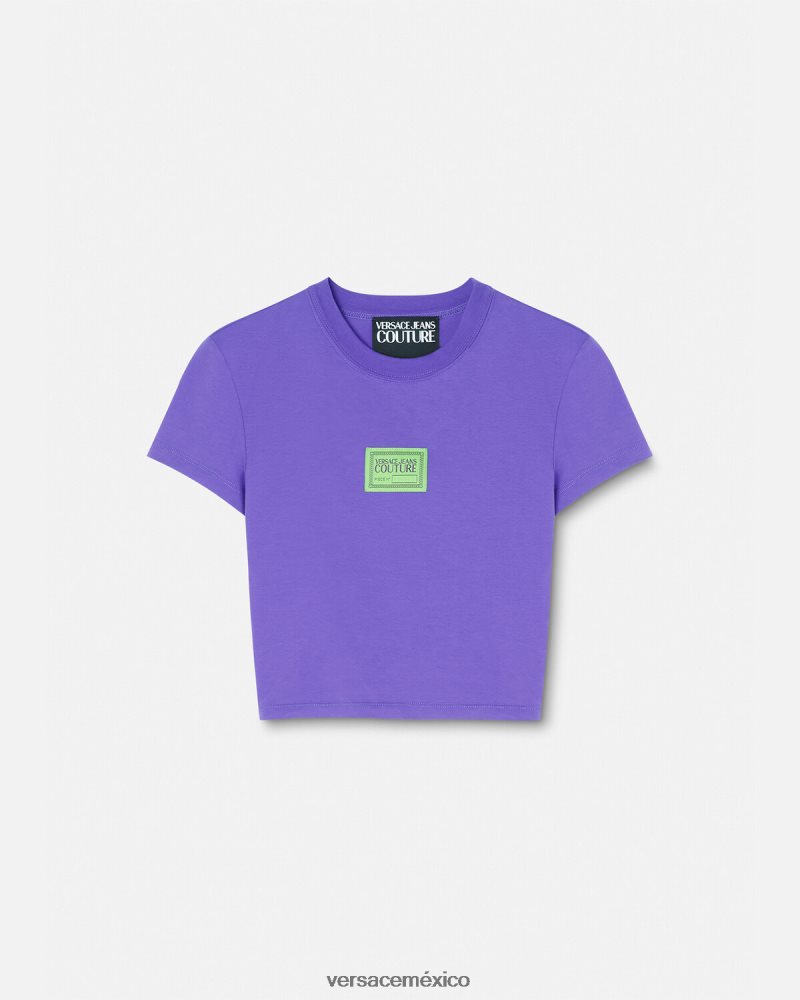 Versace camiseta corta con número de pieza Violeta ropa mujer 84626J2227