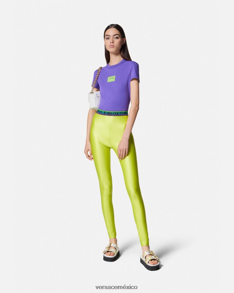 Versace camiseta corta con número de pieza Violeta ropa mujer 84626J2227