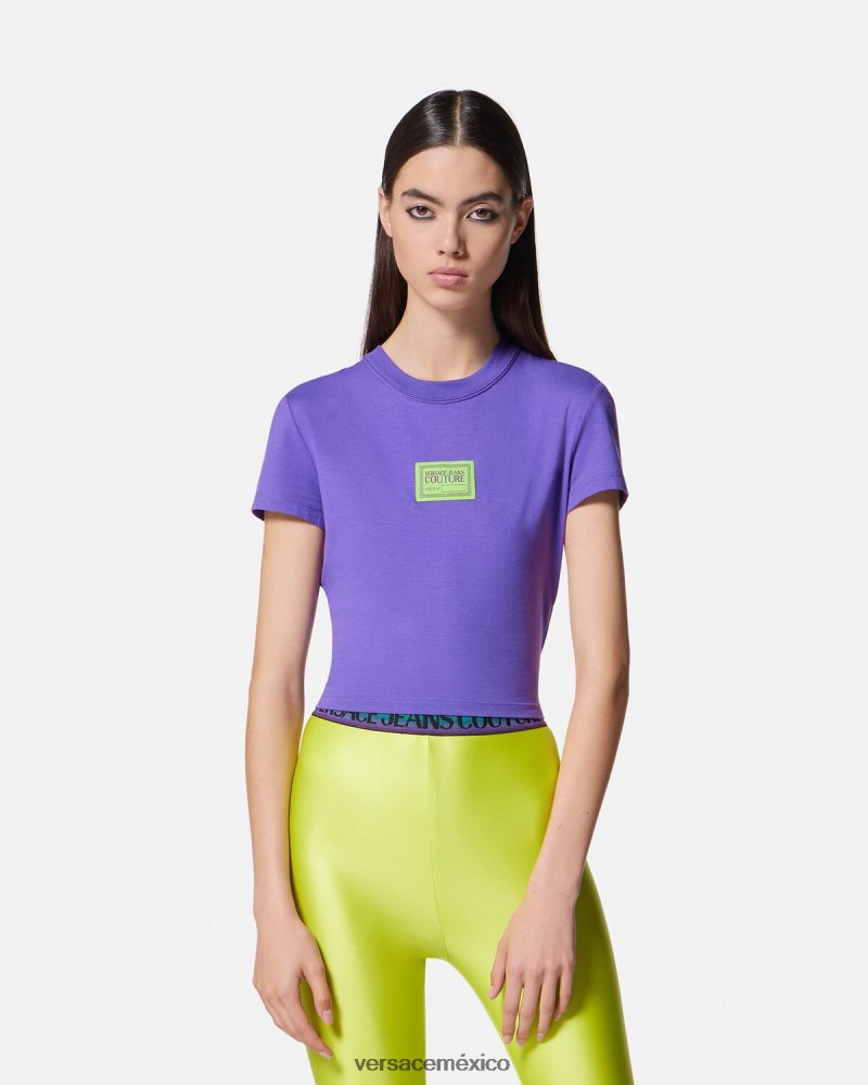 Versace camiseta corta con número de pieza Violeta ropa mujer 84626J2227
