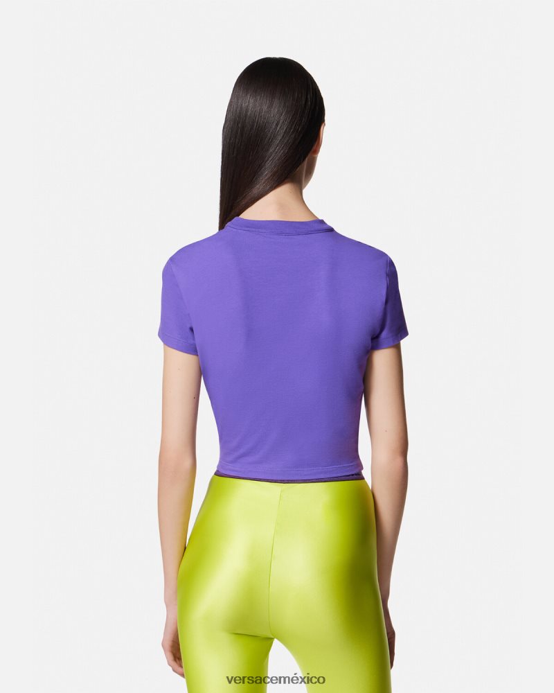 Versace camiseta corta con número de pieza Violeta ropa mujer 84626J2227