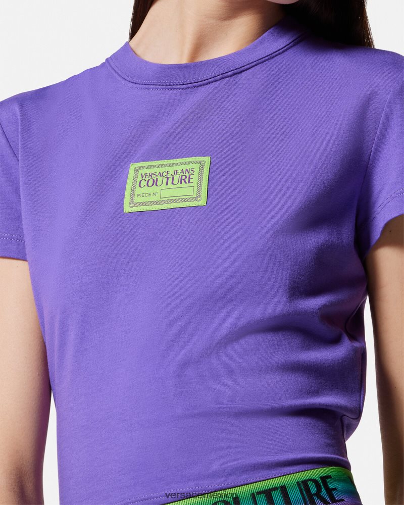 Versace camiseta corta con número de pieza Violeta ropa mujer 84626J2227