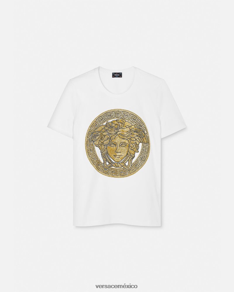 Versace camiseta cristal la medusa Oro blanco ropa mujer 84626J133