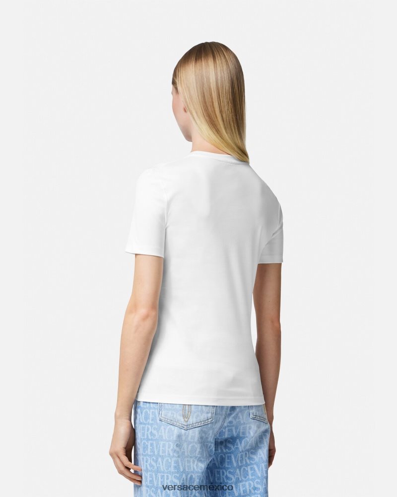 Versace camiseta cristal la medusa Oro blanco ropa mujer 84626J133