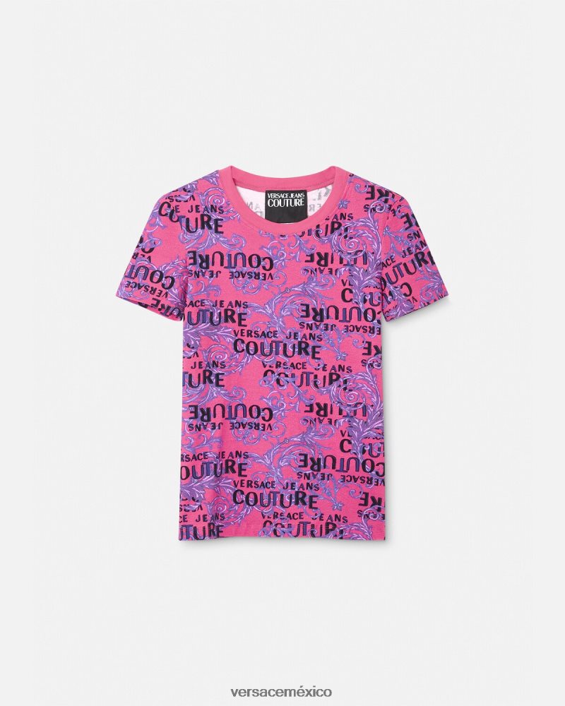 Versace camiseta de alta costura con logo fucsia ropa mujer 84626J2221