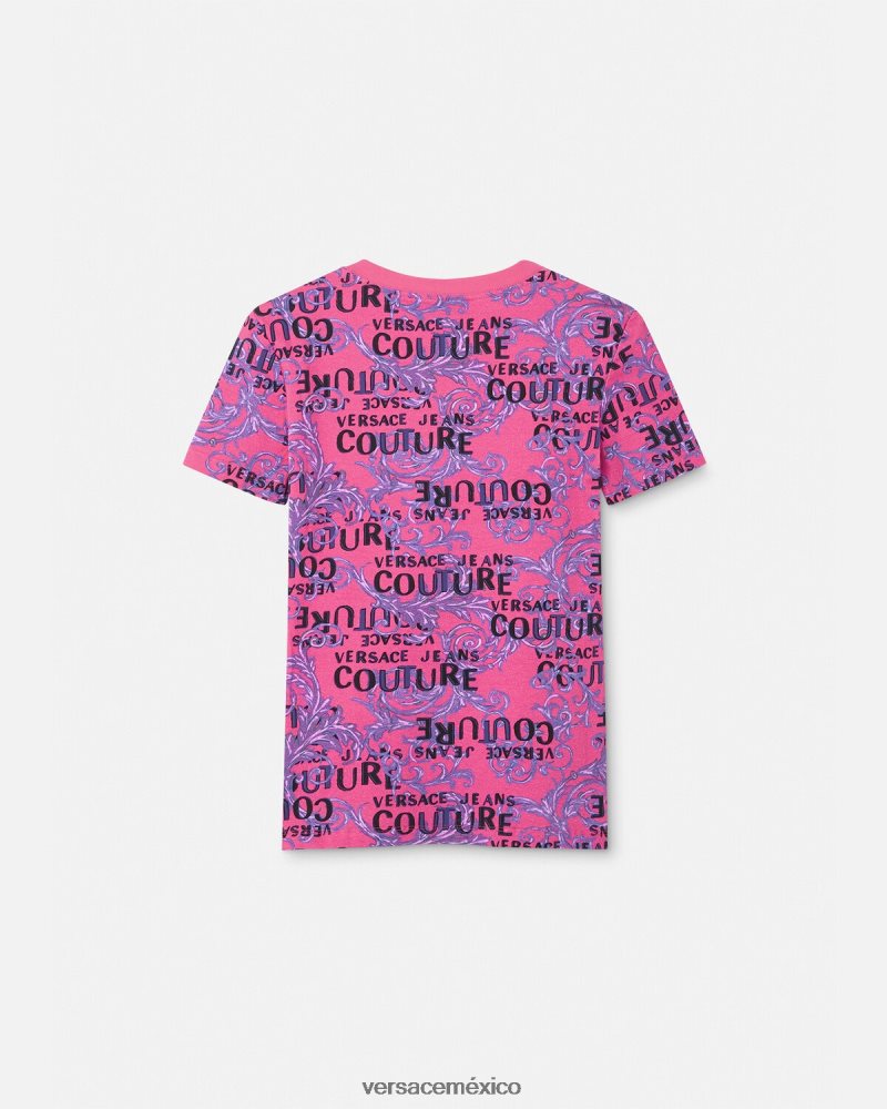 Versace camiseta de alta costura con logo fucsia ropa mujer 84626J2221