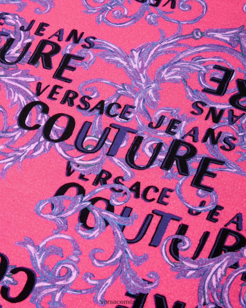 Versace camiseta de alta costura con logo fucsia ropa mujer 84626J2221