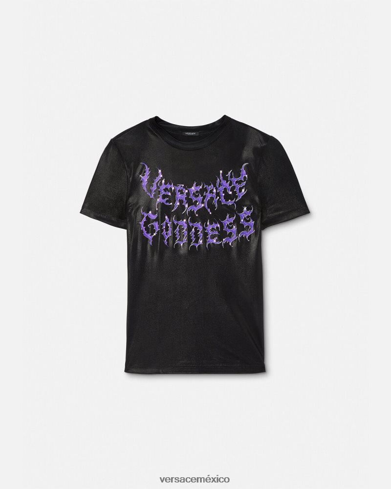 Versace camiseta de diosa negro ropa mujer 84626J149