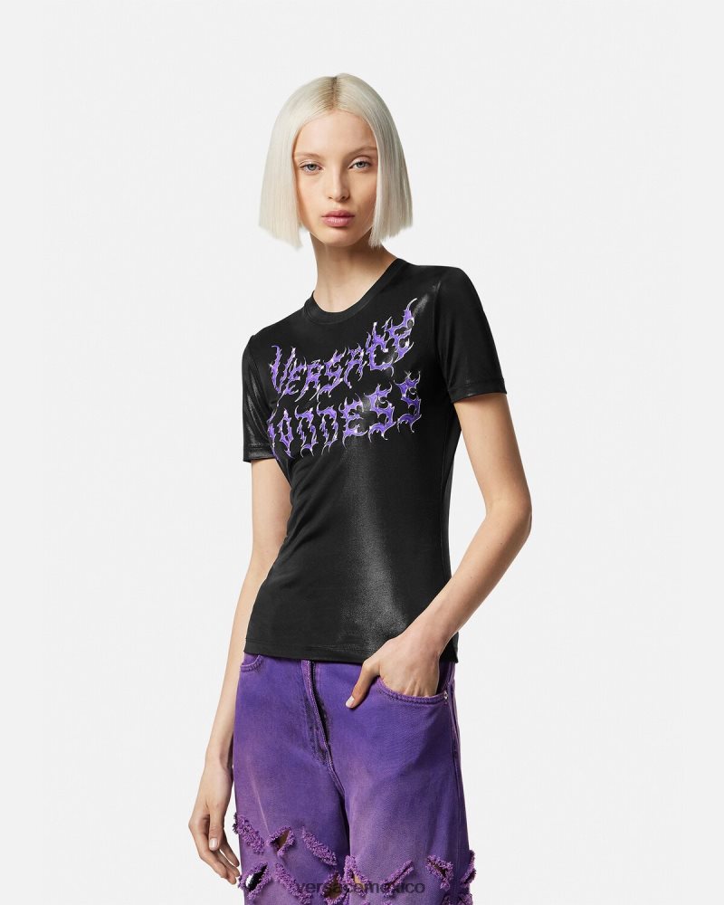 Versace camiseta de diosa negro ropa mujer 84626J149