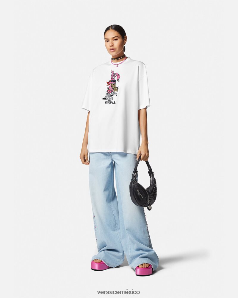 Versace camiseta del conejo del festival de primavera blanco ropa mujer 84626J148