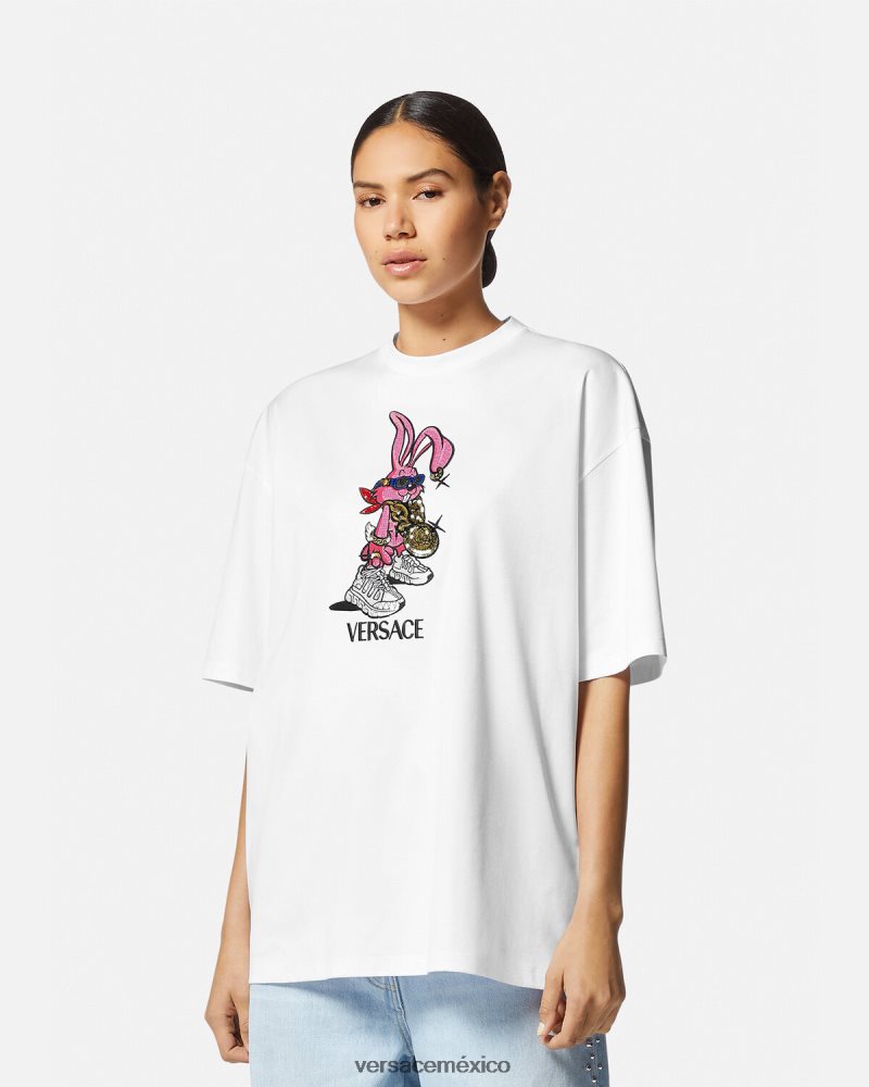 Versace camiseta del conejo del festival de primavera blanco ropa mujer 84626J148