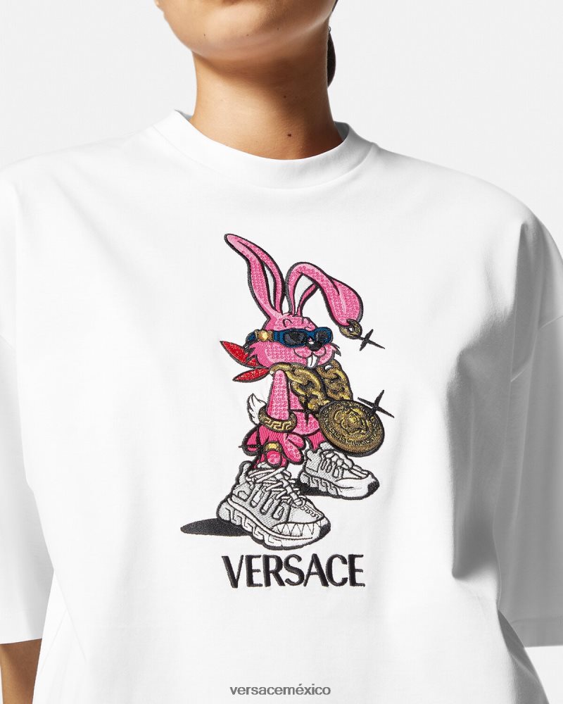 Versace camiseta del conejo del festival de primavera blanco ropa mujer 84626J148