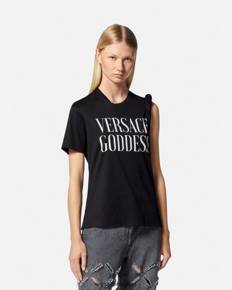 Versace camiseta enrollada diosa negro ropa mujer 84626J155