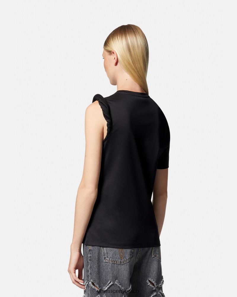 Versace camiseta enrollada diosa negro ropa mujer 84626J155