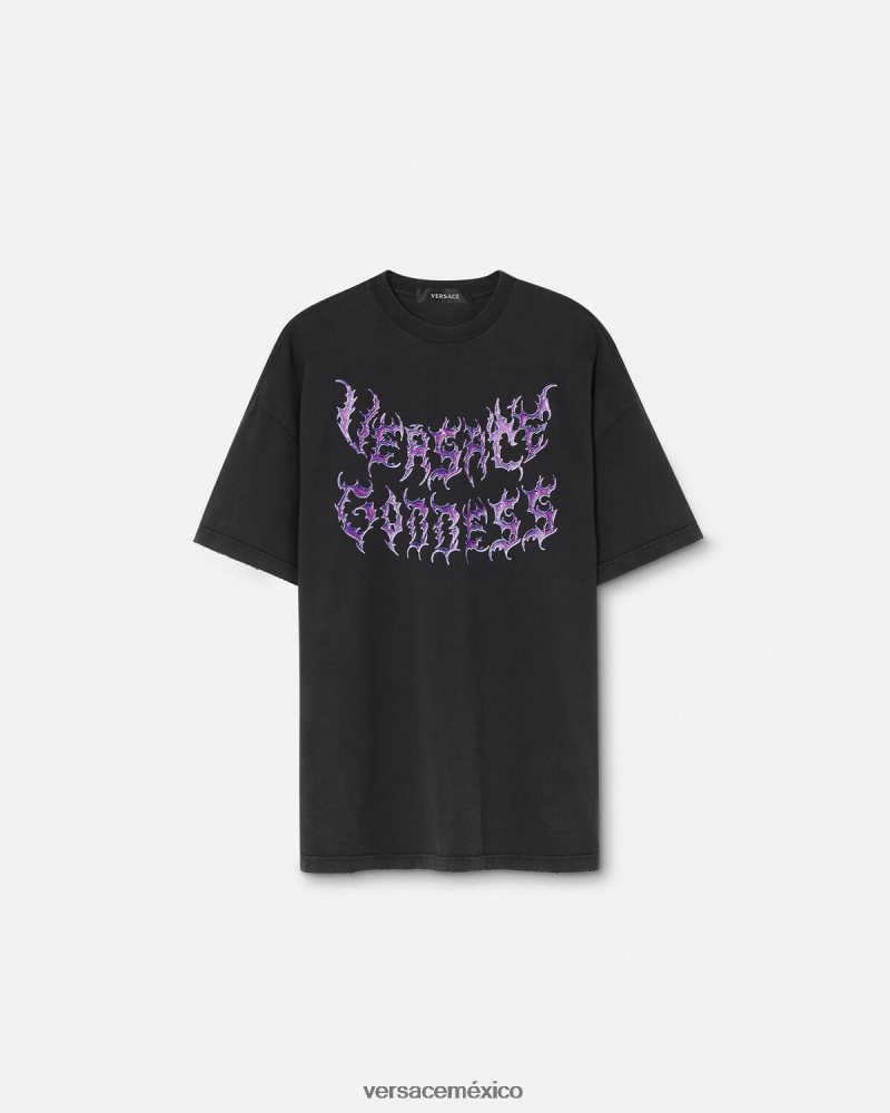 Versace camiseta extragrande de diosa negro ropa mujer 84626J150