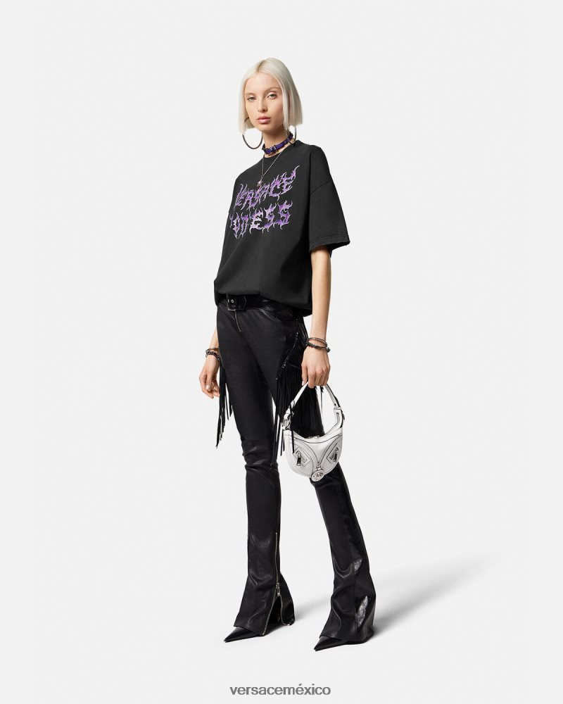 Versace camiseta extragrande de diosa negro ropa mujer 84626J150