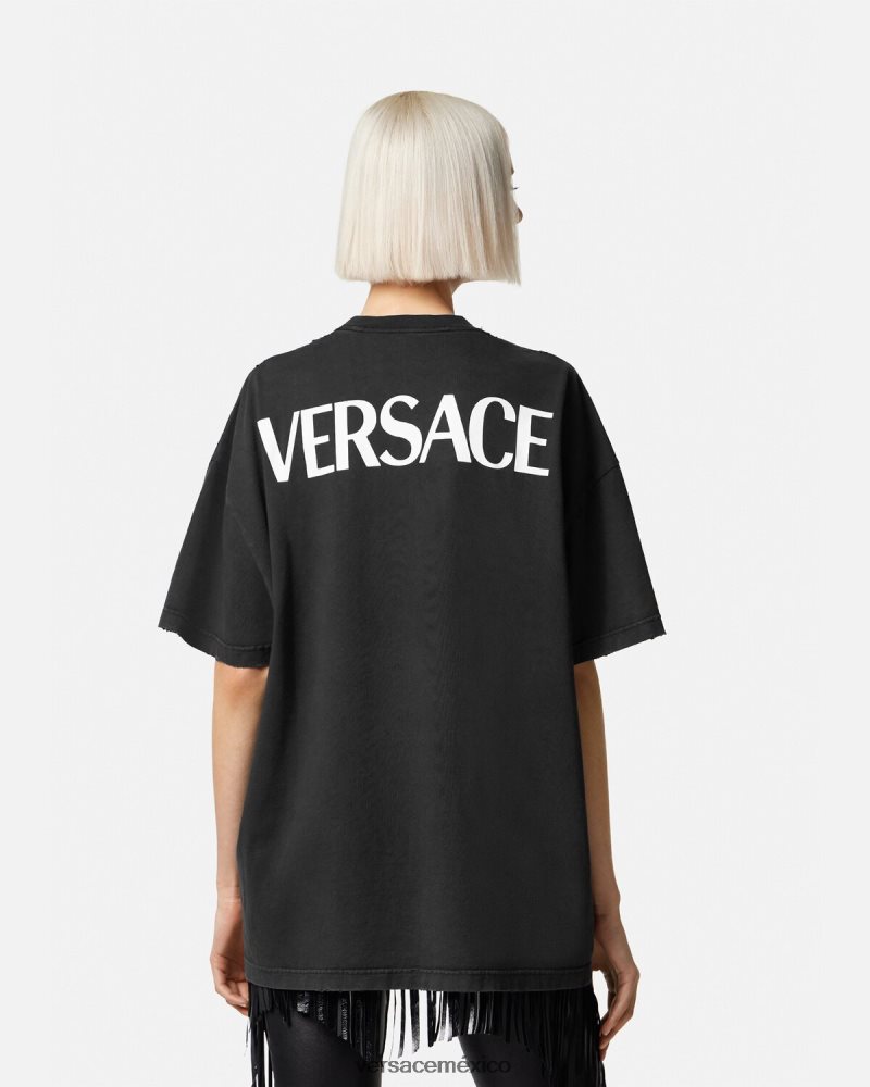 Versace camiseta extragrande de diosa negro ropa mujer 84626J150
